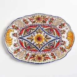 De La Cal Ceramics Multicolor Traditional Large Oval Platter