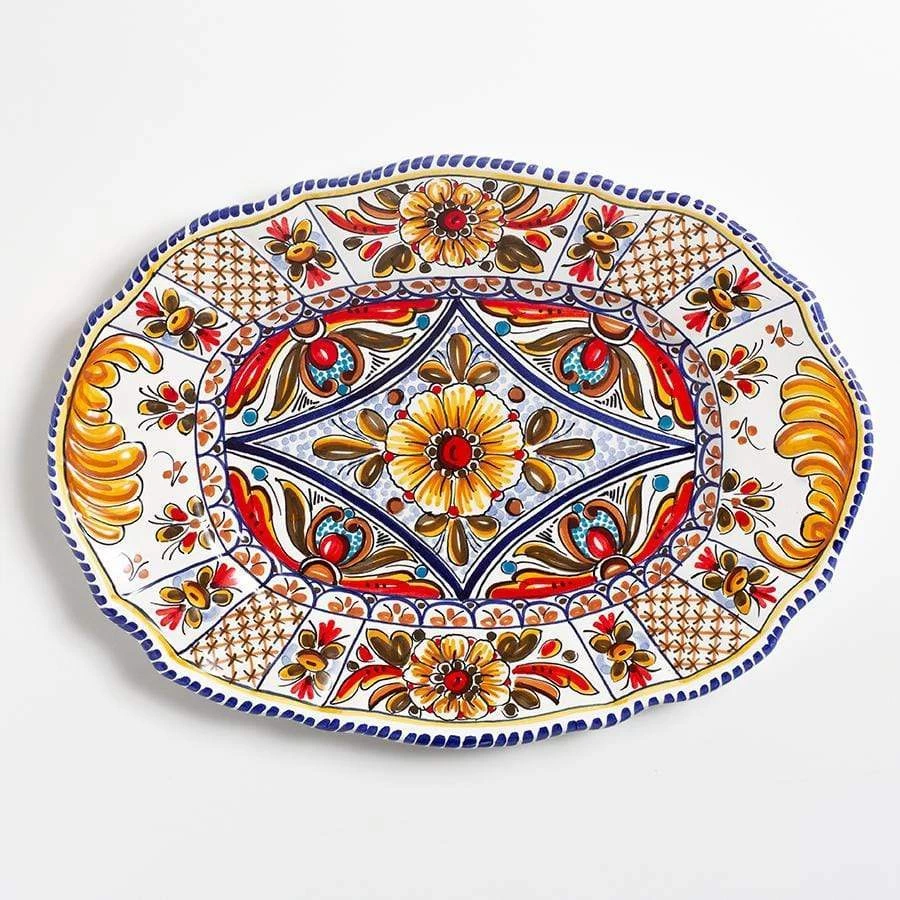 De La Cal Ceramics Multicolor Traditional Large Oval Platter 3 De La Cal Ceramics Multicolor Traditional Large Oval Platter