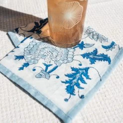 J. Catma Mughal Flower Block Print Cocktail Napkins - Set Of 4 7 J. Catma Mughal Flower Block Print Cocktail Napkins - Set Of 4 -Cooking Tools Store j catma mughal flower block print cocktail napkins set of 4 cloth napkins j catma 198405