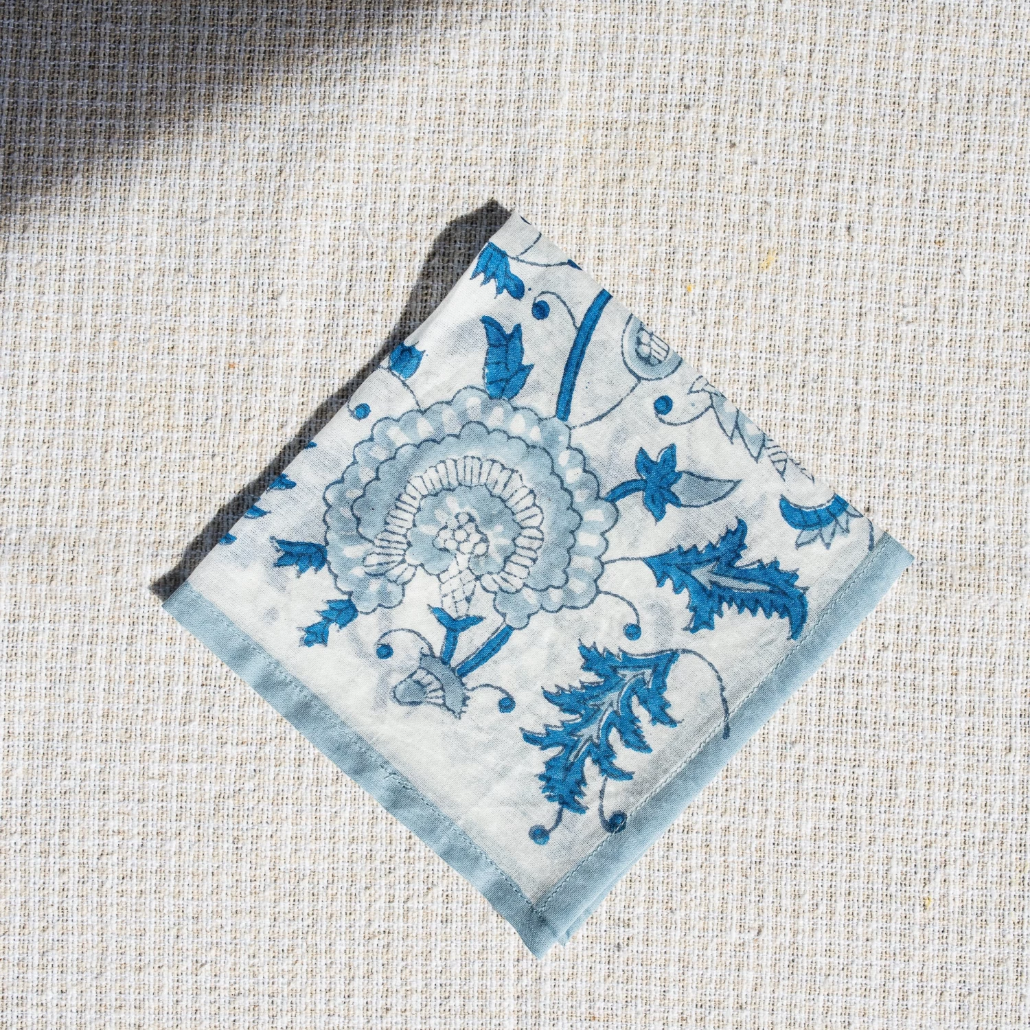 J. Catma Mughal Flower Block Print Cocktail Napkins - Set Of 4 4 J. Catma Mughal Flower Block Print Cocktail Napkins - Set Of 4 - Image 2