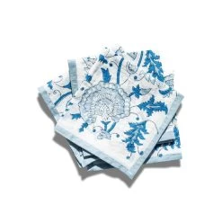 J. Catma Mughal Flower Block Print Cocktail Napkins - Set Of 4