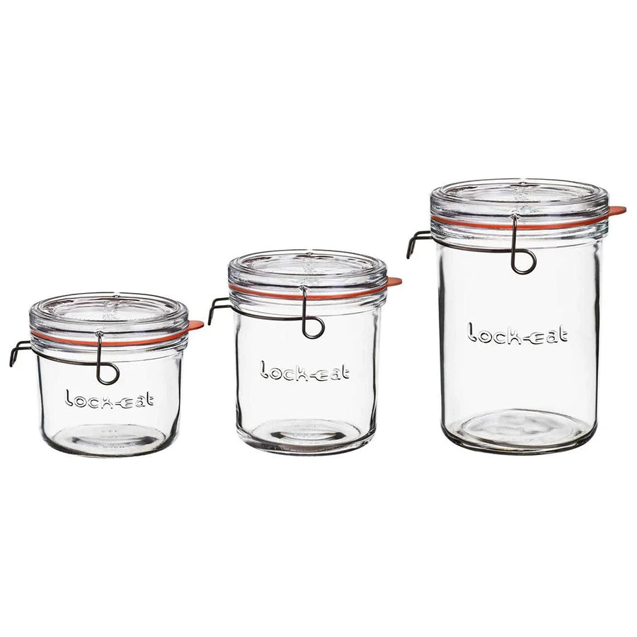 Lock Eat By Luigi Bormioli Frigo Jars - Set Of 3 3 Lock Eat By Luigi Bormioli Frigo Jars - Set Of 3