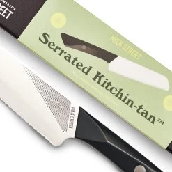 Milk Street Kitchin-tan™ Serrated Japanese-Style Utility Knife -Cooking Tools Store milk street kitchin tan serrated japanese style utility knife equipment milk street 743931