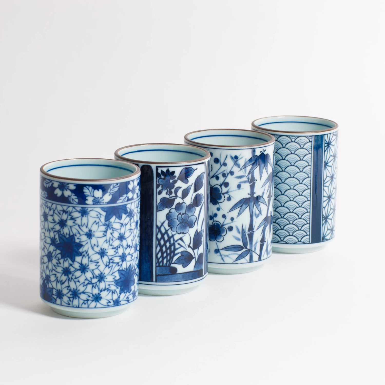 Miya Company Blue Patterns Teacups — Set Of 4 4 Miya Company Blue Patterns Teacups — Set Of 4 - Image 2