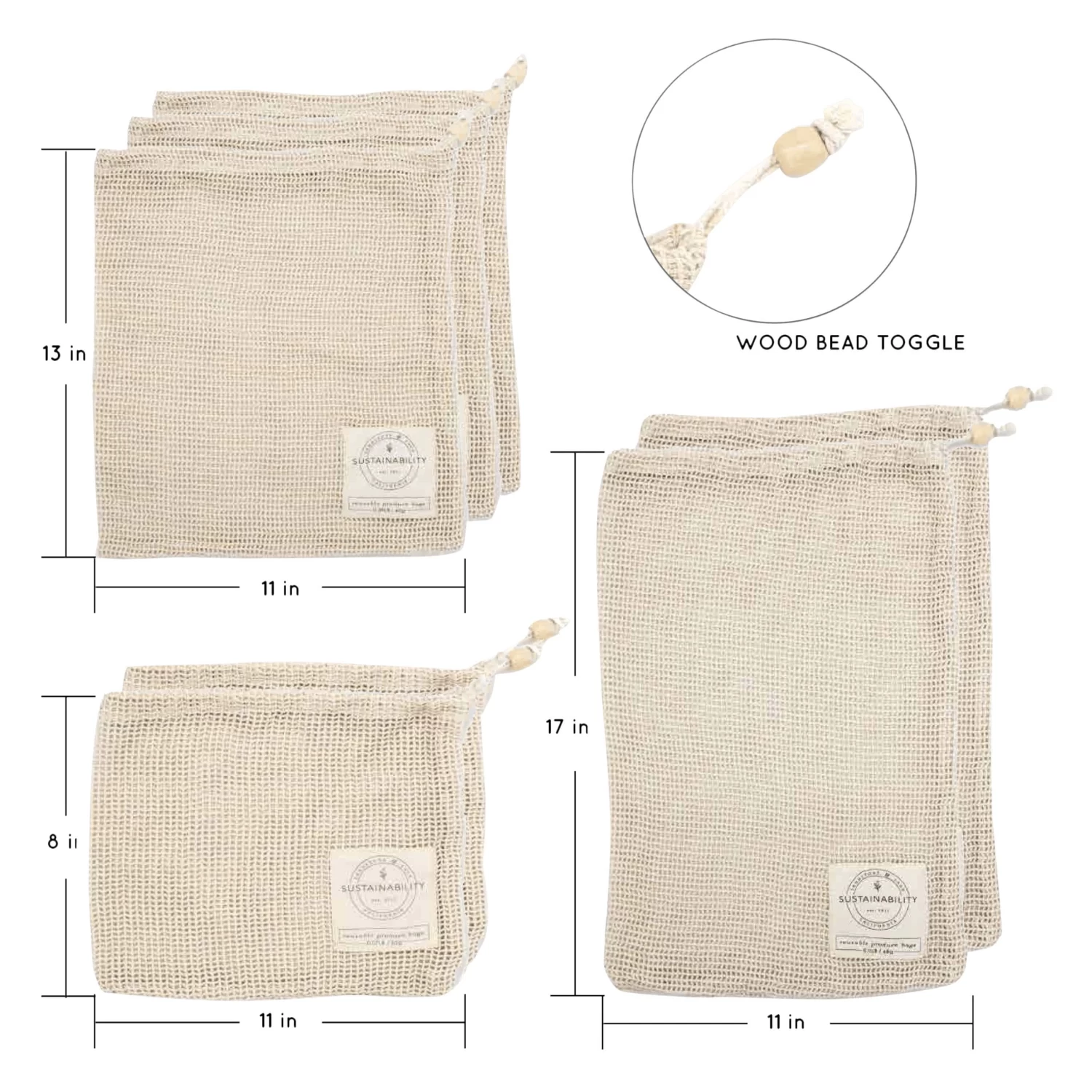 SandStone And Sage Organic Cotton Produce Bags – 7-Piece Set 7 SandStone And Sage Organic Cotton Produce Bags – 7-Piece Set - Image 5