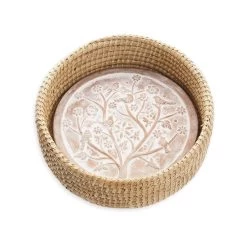 Serrv International Birds Of A Feather Bread Warmer In Natural Basket
