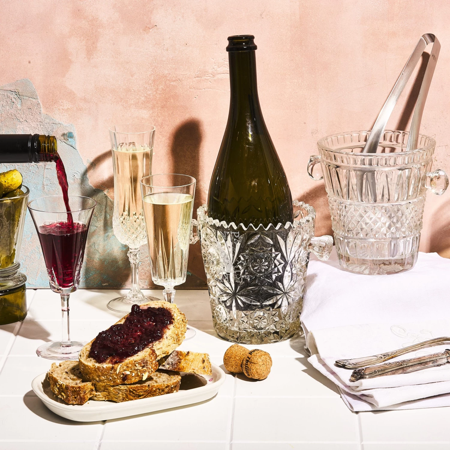 Vintage Glass Ice Bucket 4 Vintage Glass Ice Bucket - Image 2